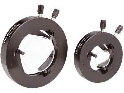 spring-loaded self-centering variable lens mounts shown with optical lenses installed spring-loaded self-centering variable lens mounts shown with optical lenses installed