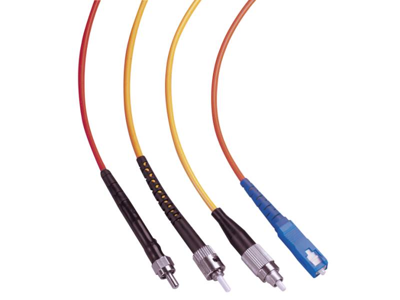 optical fiber with different types of fiber optic connectors